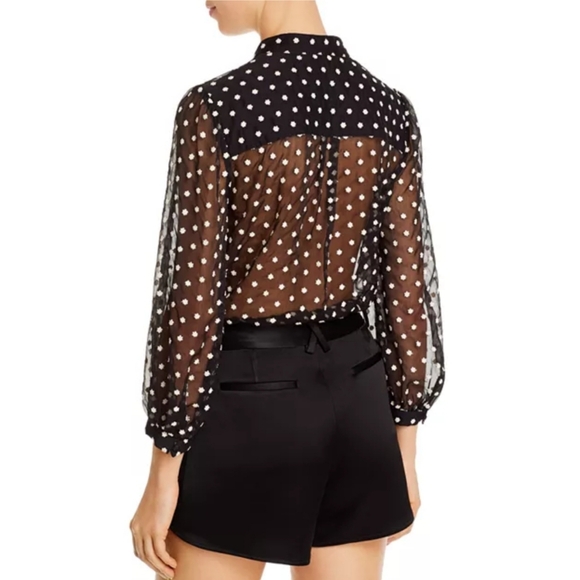 Alice + Olivia Black and White Polka Dot Blouse - Picture 13 of 16